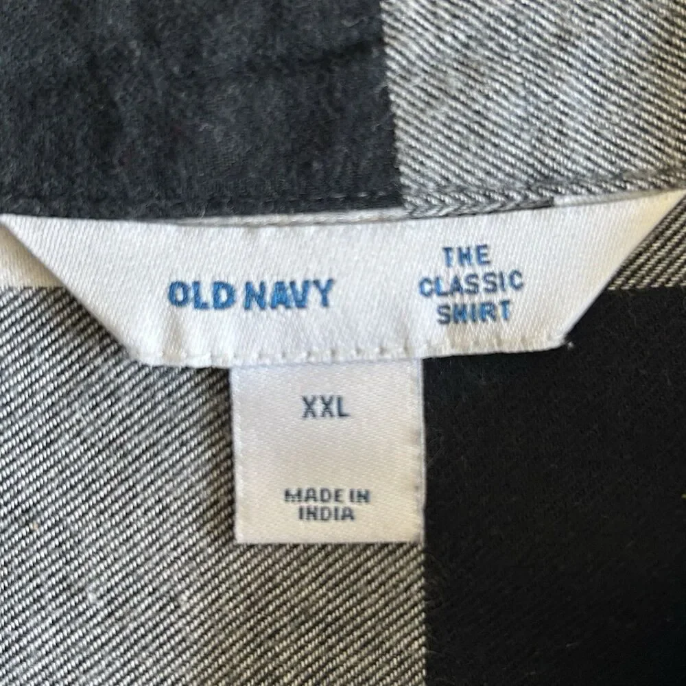 Old Navy Shirt Women XXL Black White Plaid Buffalo Classic Flannel Preppy Casual - Picture 3 of 12